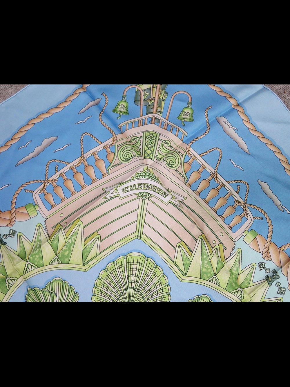 Hermes Pale Blue and Green Silk Nautical Square Scarf - Picture 9 of 16